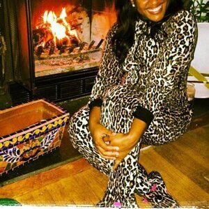 Nick Nora Leopard Cheetah Zip Up Adult Onesie SZ S